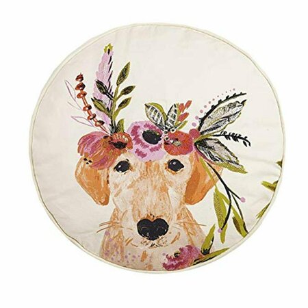 PUESTA EN ESCENA Floral Labrador Embroidered Printed Pillow, Multi Color 1846047